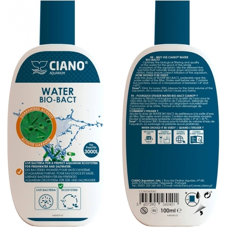 CIANO Water Bio-Bact - 100ml - Traitement de l’eau pour aquarium