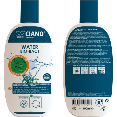 CIANO Water Bio-Bact - 100ml - Traitement de l’eau pour aquarium Aqua Store