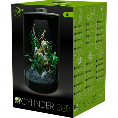 BIOART Cylinder 285 LED Nano Garden - Noir - Terrarium Livré Complet - 4 Litres Aqua Store