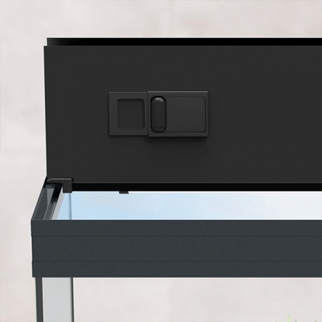 Aquarium AQUATLANTIS Prestige ULTRA 80 Tout Équipé - Couleur : Noir - 85 Litres couvercle ouvert Aqua Store