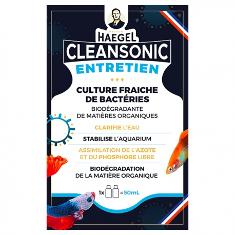 HAEGEL CleanSonic Entretien - 2 x 25 ml - Bactéries pour l'entretien de l'aquarium Aqua Store