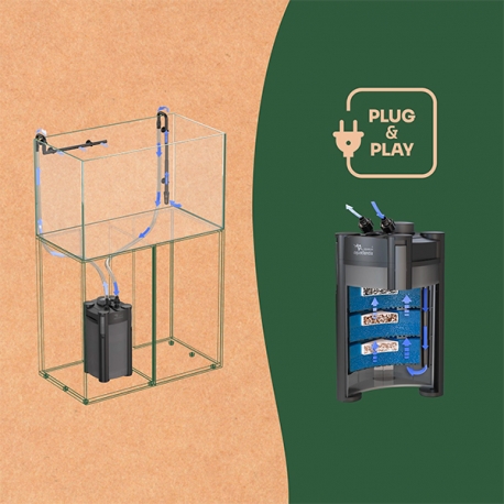 AQUATLANTIS Bio Filter Ultra 730 - Filtre externe à cartouches modulaires - Pour aquarium jusqu'à 200 litres dimensions Aqua Store