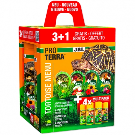 JBL Proterra Tortoise Menu 3 + 1 OFFERT - 4x250ml - Kit découverte 4 aliments pour tortues terrestres Aqua Store