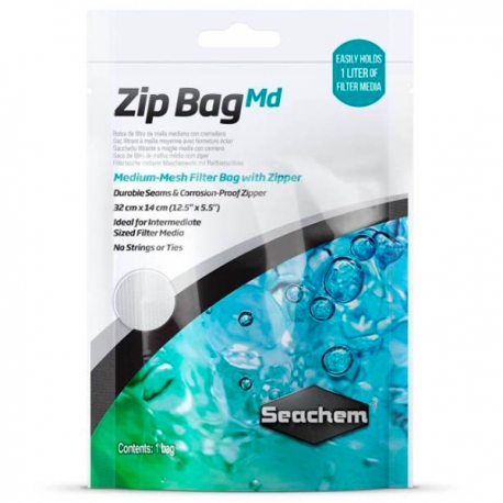 SEACHEM Zip Bag - Medium - 31,25 x 13,75 mm - Sac pour masses filtrantes avec fermeture zippée Aqua Store