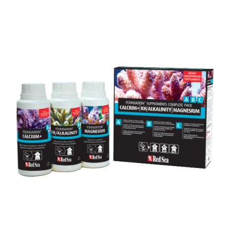 RED SEA Foundation Supplements Complete Pack - Ca, KH, Mg - 3 x 250 ml