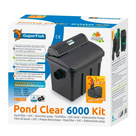 SUPERFISH Pond Clear Kit 6000 - Filtre + UV + Pompe pour Bassin jusqu'à 6000 L