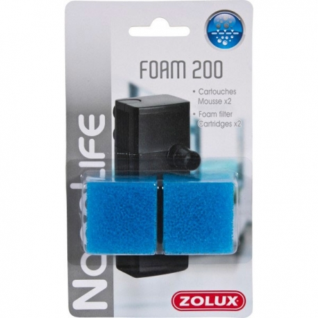 ZOLUX Foam 200, Recharges mousse pour filtre Flow 200 - Lot de 2