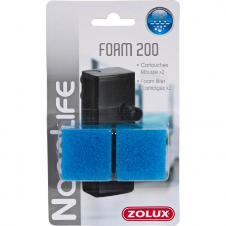 ZOLUX Foam 200, Recharges mousse pour filtre Flow 200 - Lot de 2 Aqua Store