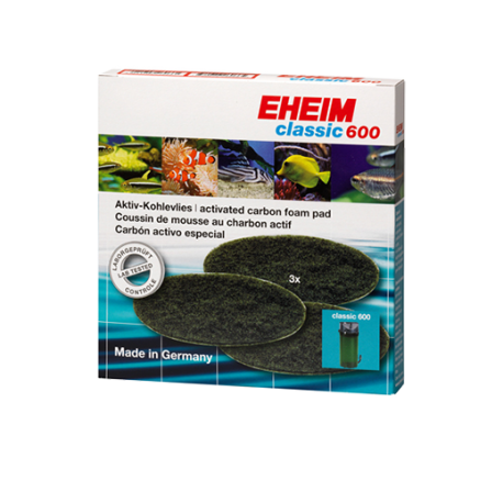 EHEIM Coussins de mousse au charbon actif Classic 600 (Eheim 2217) x3