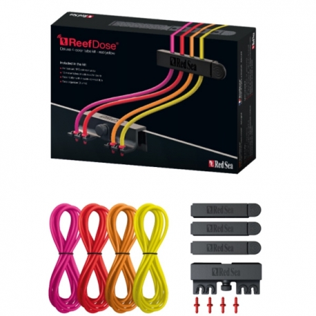 RED SEA ReefDose Kit Deluxe 4 tuyaux de couleur + supports - Rouge/Jaune Aqua Store
