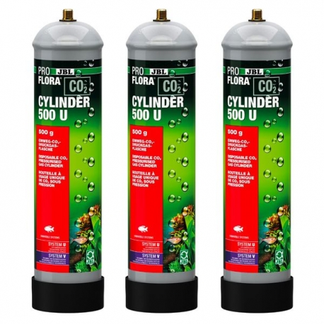 JBL ProFlora CO2 Multi Cylinder 500 U - Lot de 3 Bouteilles CO2 à usage unique - 500 g