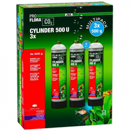 JBL ProFlora CO2 Multi Cylinder 500 U - Lot de 3 Bouteilles CO2 à usage unique - 500 g