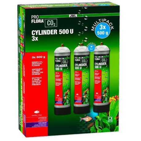 JBL ProFlora CO2 Multi Cylinder 500 U - Lot de 3 Bouteilles CO2 à usage unique - 500 g Aqua Store