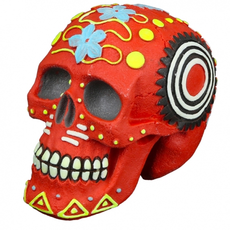 AQUA DELLA Dia De los Muertos - Crâne Multicolore - Décoration pour aquarium - 11,8 x 7,8 x 9 cm