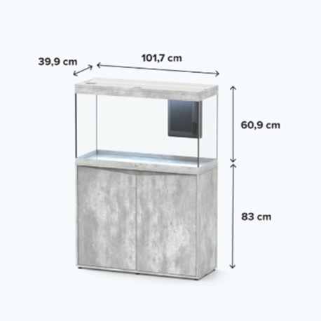 Aquarium AQUATLANTIS Splendid 100 Gris Béton tout équipé - 247 litres