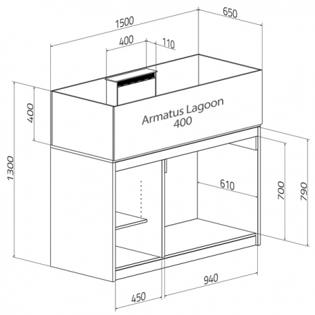 Aquarium AQUA MEDIC Armatus Lagoon 400 + meuble blanc - 355 Litres