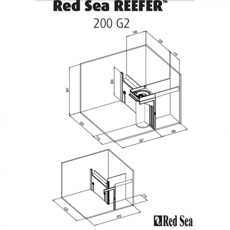 Aquarium RED SEA Reefer 200 G2 DELUXE + meuble Noir + Eclairage ReefLED