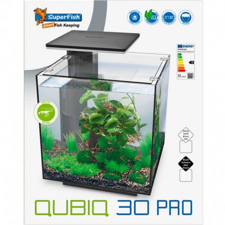 Aquarium Superfish Qubiq 30 PRO noir tout équipé - 30 Litres